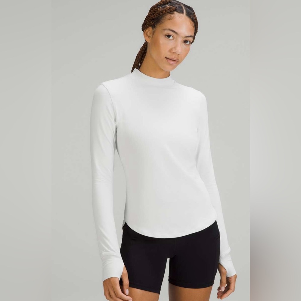 lululemon athletica Top RULU MOCK NECK - white/grey Vapor size 4